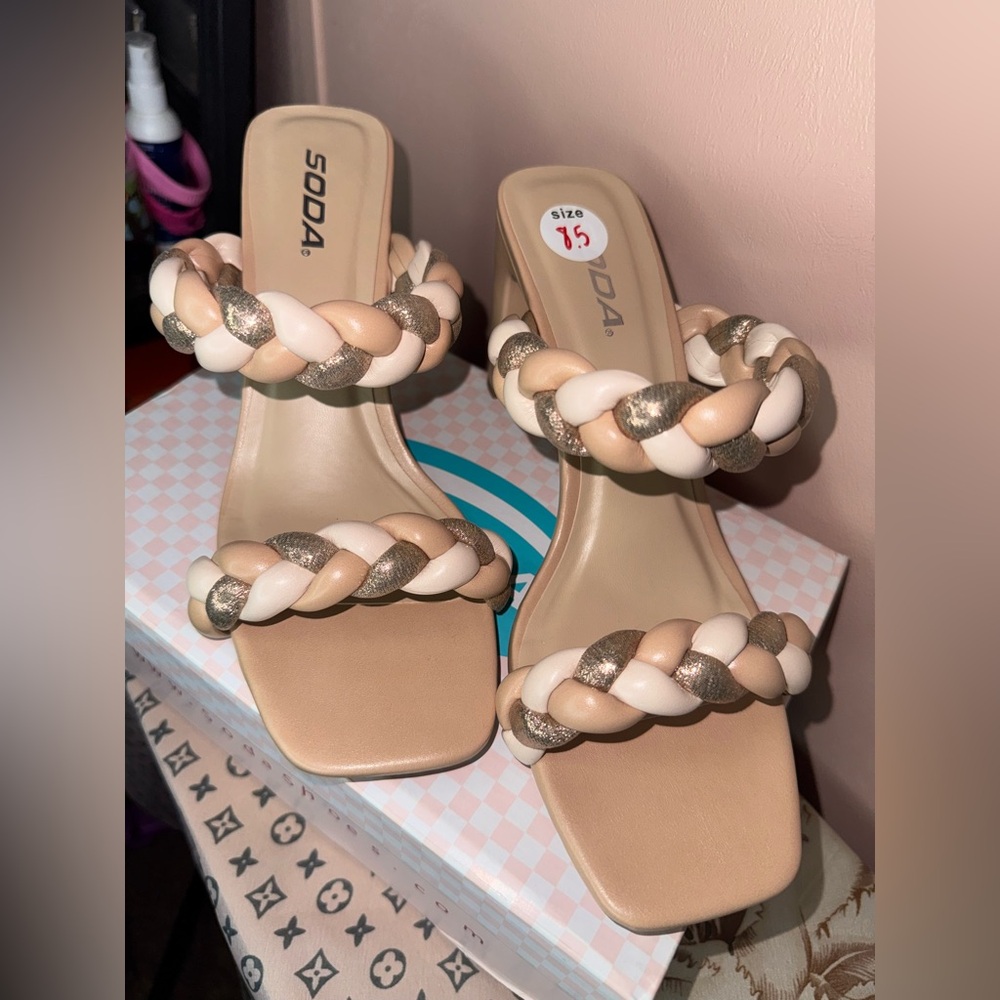 Soda Nude Heeled Sandals